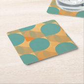 Teal, Tan, and Orange in Retro Look Pattern Rechteckiger Pappuntersetzer (angewinkelt)