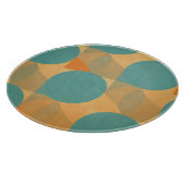 Teal, Tan, and Orange in Retro Look Pattern Schneidebrett (Ecke)