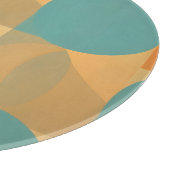 Teal, Tan, and Orange in Retro Look Pattern Schneidebrett (Ecke)