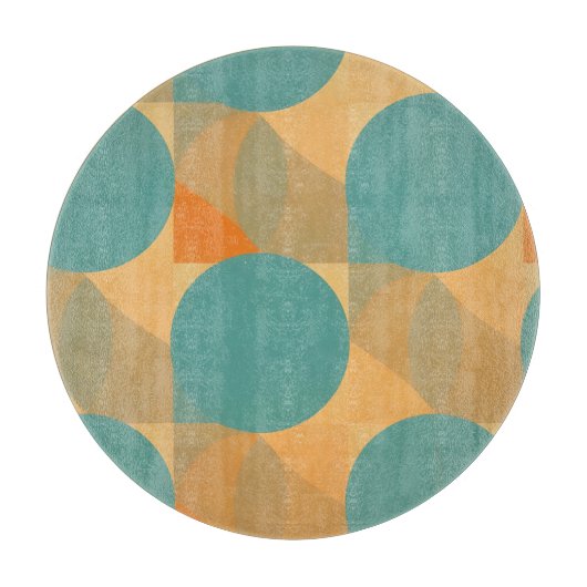 Teal, Tan, and Orange in Retro Look Pattern Schneidebrett (Vorderseite)