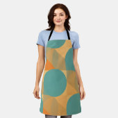 Teal, Tan, and Orange in Retro Look Pattern Schürze (Getragen)