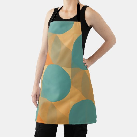 Teal, Tan, and Orange in Retro Look Pattern Schürze (InSitu)