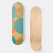 Teal, Tan, and Orange in Retro Look Pattern Skateboard (Vorderseite)