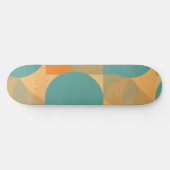 Teal, Tan, and Orange in Retro Look Pattern Skateboard (Horizontal)
