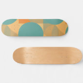 Teal, Tan, and Orange in Retro Look Pattern Skateboard (Horizontal)