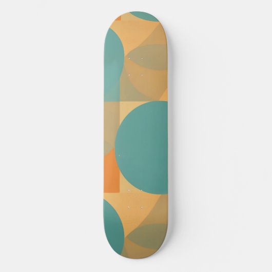 Teal, Tan, and Orange in Retro Look Pattern Skateboard (Vorderseite)