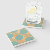 Teal, Tan, and Orange in Retro Look Pattern Steinuntersetzer (Seitenansicht)