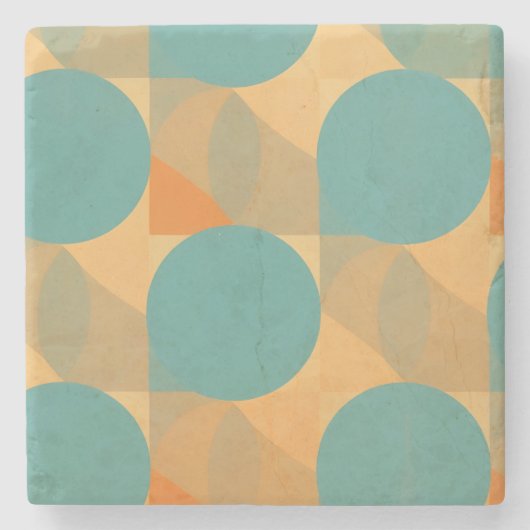 Teal, Tan, and Orange in Retro Look Pattern Steinuntersetzer (Vorderseite)