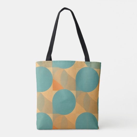 Teal, Tan, and Orange in Retro Look Pattern Tasche (Rückseite)