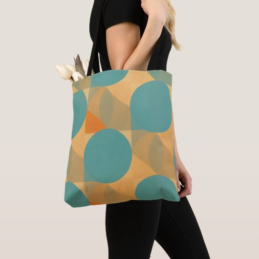 Teal, Tan, and Orange in Retro Look Pattern Tasche (Von Nahem)