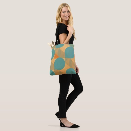 Teal, Tan, and Orange in Retro Look Pattern Tasche (Am Model)