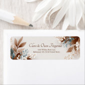 Teal Tan Leaf White Blossom Botanical (Insitu)