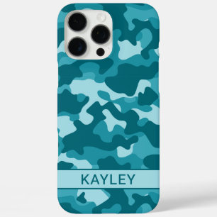 Teal-Tarnmuster Personalisiert iPhone 16 Pro Max Hülle