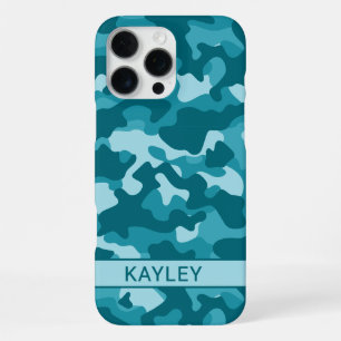 Teal-Tarnmuster Personalisiert iPhone 16 Pro Max Hülle