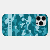 Teal-Tarnmuster Personalisiert iPhone Hülle (Rückseite (Horizontal))