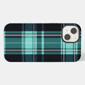 Teal Tartan Chic iPhone Hülle (Rückseite (Horizontal))