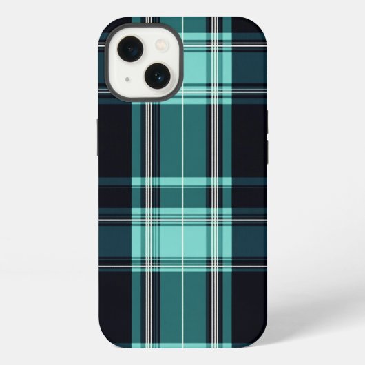 Teal Tartan Chic iPhone Hülle (Rückseite)