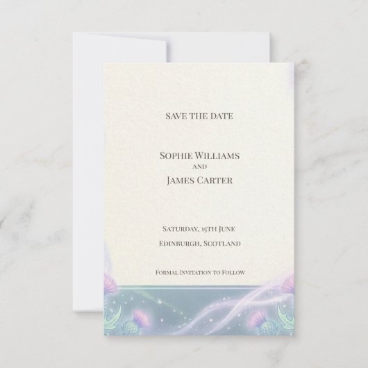 Teal Thistle Save the Date Karte (Vorderseite)