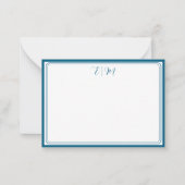 Teal three Border Monogram Note Card Mitteilungskarte (Vorderseite)