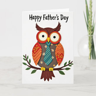 Teal Tie Owl Fathers Day Card Karte