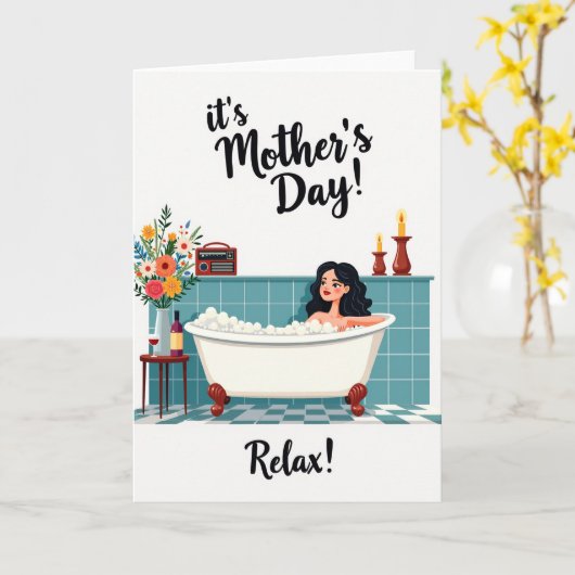 Teal Tile Relaxing Bath Card Karte (Gelbe Blume)