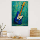 Teal Tones Bass - Abstract Electric Guitar Poster (Küche)