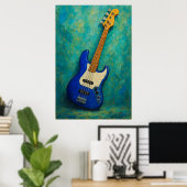 Teal Tones Bass - Abstract Electric Guitar Poster (Heimbüro)