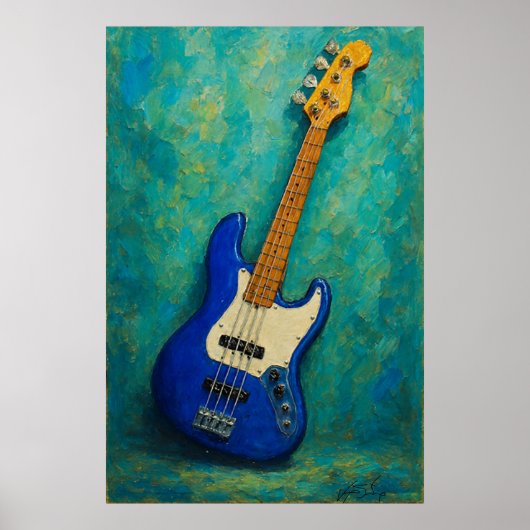 Teal Tones Bass - Abstract Electric Guitar Poster (Vorne)