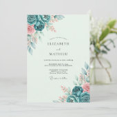 Teal Tranquil Spring Wedding Einladung (Stehend Vorderseite)