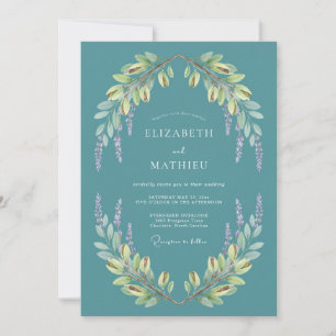Teal Tranquile Botanische Hochzeit Einladung
