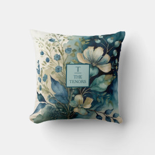 Teal Tranquility: Botanisches Glück Kissen