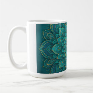 Teal-Tranquinitäts-Mandala – Boho-Spiritual-Kunst  Kaffeetasse
