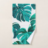 Teal Tropical Monstera Leaf Seamless Pattern Art Badhandtuch Set (Handtuch)