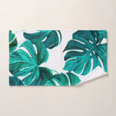 Teal Tropical Monstera Leaf Seamless Pattern Art Badhandtuch Set (Handtuch)