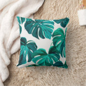 Teal Tropical Monstera Leaf Seamless Pattern Art Kissen (Decke)