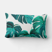 Teal Tropical Monstera Leaf Seamless Pattern Art Lendenkissen (Rückseite)