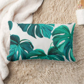 Teal Tropical Monstera Leaf Seamless Pattern Art Lendenkissen (Decke)