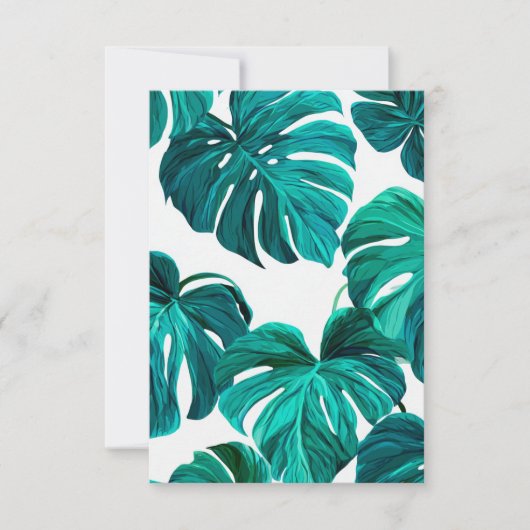 Teal Tropical Monstera Leaf Seamless Pattern Art RSVP Karte (Vorderseite)