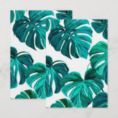 Teal Tropical Monstera Leaf Seamless Pattern Art RSVP Karte (Vorne/Hinten)