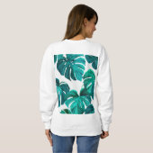 Teal Tropical Monstera Leaf Seamless Pattern Art Sweatshirt (Schwarz voll)