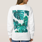 Teal Tropical Monstera Leaf Seamless Pattern Art Sweatshirt (Rückseite)