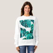 Teal Tropical Monstera Leaf Seamless Pattern Art Sweatshirt (Vorne ganz)