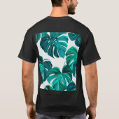 Teal Tropical Monstera Leaf Seamless Pattern Art T-Shirt (Rückseite)