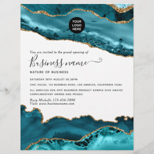 Teal - Türkis und Gold Achat Großeröffnung Flyer