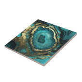 Teal Turquoise and Gold Agate Geode Liquid Marble Fliese (Seite)