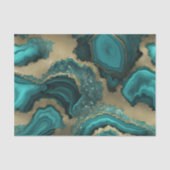 Teal Turquoise Gold Glitter Agate Geode Marble Seidenpapier (Vorderseite)
