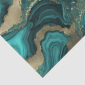 Teal Turquoise Gold Glitter Agate Geode Marble Seidenpapier (Ausschnitt)