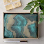 Teal Turquoise Gold Glitter Agate Geode Marble Seidenpapier (Geschenk)