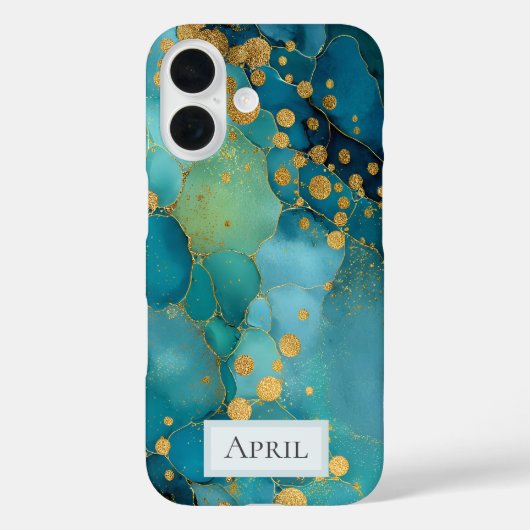 Teal, Turquoise & Gold Marble  Case-Mate iPhone Hülle (Rückseite)