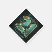 Teal Turquoise Gold Mosaic Agate 21st Birthday Serviette (Ecke)